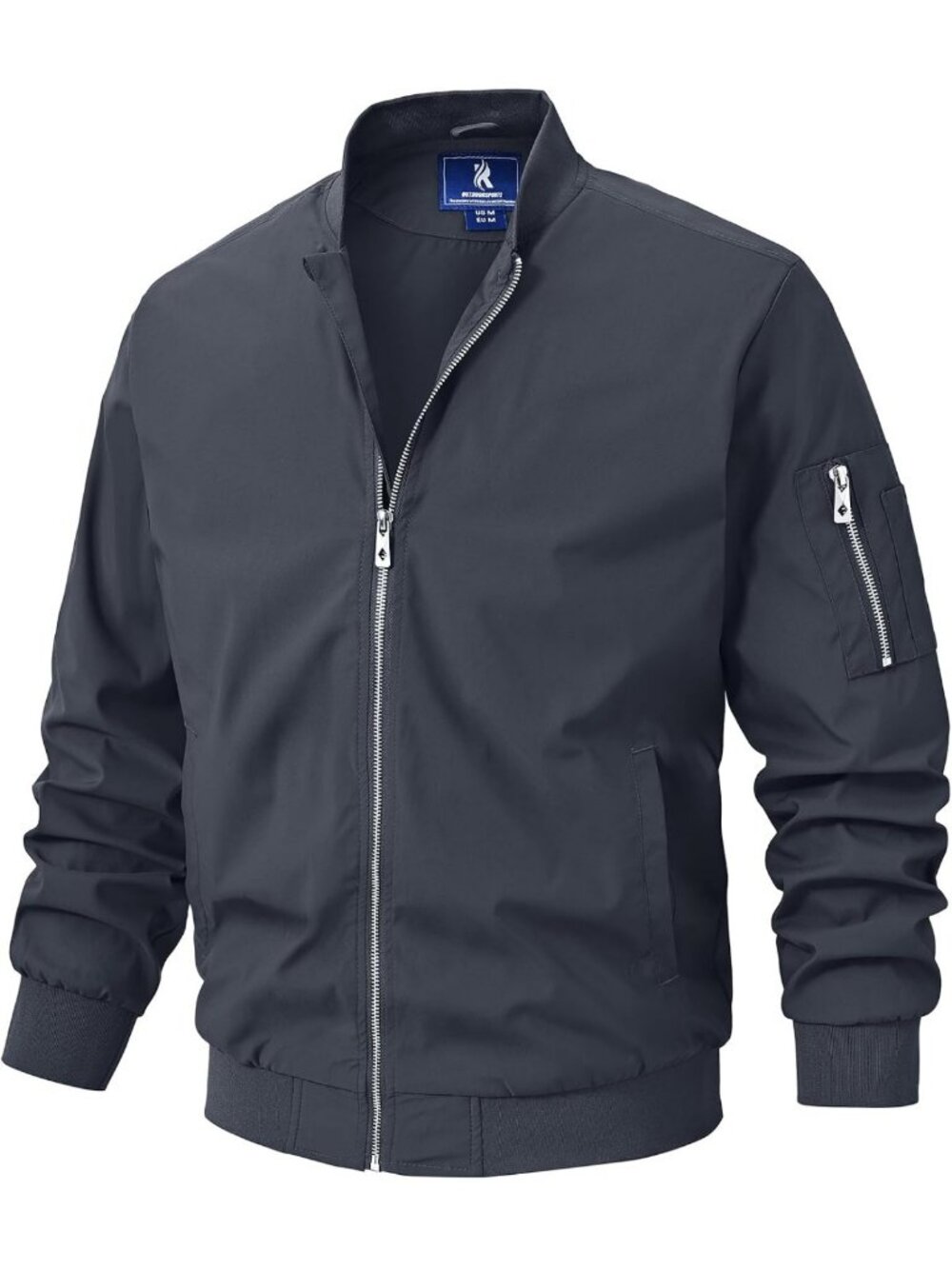 Lightweight Casual Bomber Jacket for Men - Full Zip Windbreaker with Pockets